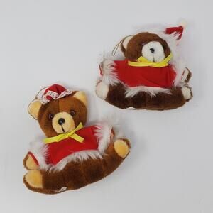 Vintage Teddy Bear Christmas tree ornament Set of 2 6" Tall each